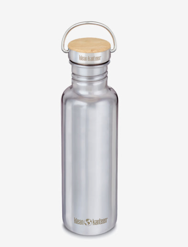 stainless steel thermos with wooden top